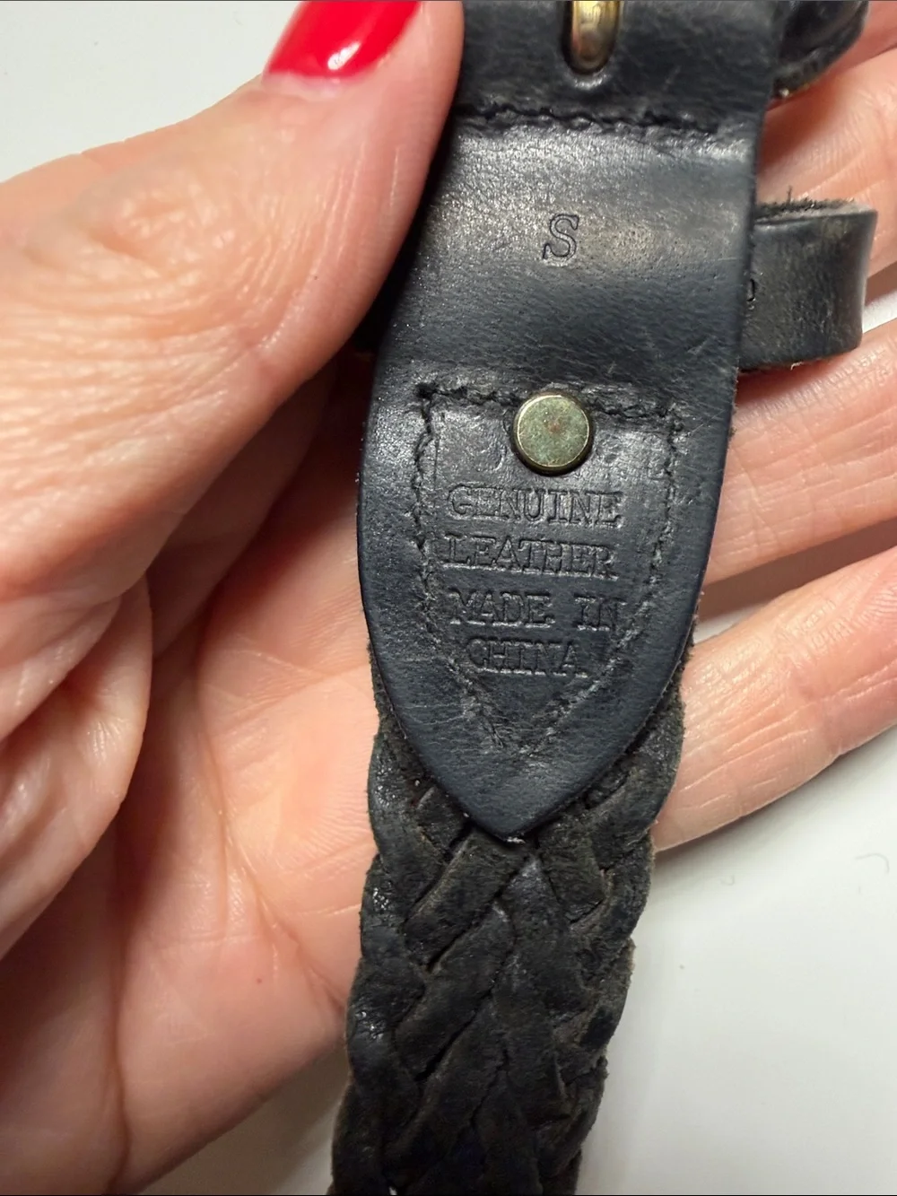 Vintage GUESS Black Genuine Leather Braided Belt Y2K Size S